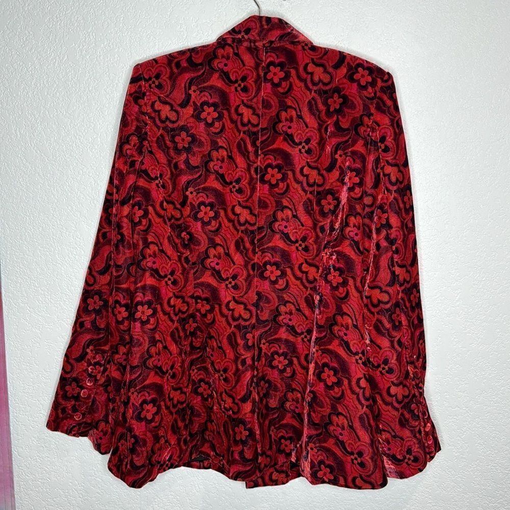 NWT Penny Blazer Red Velvet Floral Retro Size 2XL - Picture 7 of 16